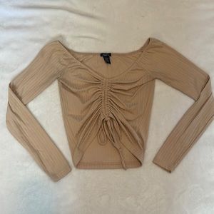 Tan long sleeve crop top